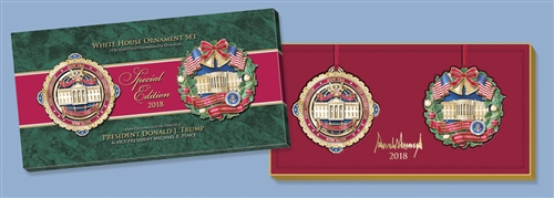 2018 White House Ornament, Signature Edition on Box in One Elegant Display, President Donald J