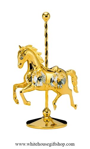 Table Top, Gold Carousel Horse Table Top Display, SwarovskiÂ® Crystals ...