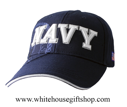 Navy Hat, Blue, Heavy Stitched Letters, Import