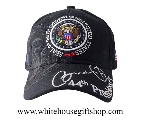 Hats President Barck Obama 44th President of the United States Inauguration Presidential Seal Black Embossed and Embroidered Black SOLD OUT STYLE NO LONGER AVAILABLE SEE RED OBAMA SIGNATURE HAT